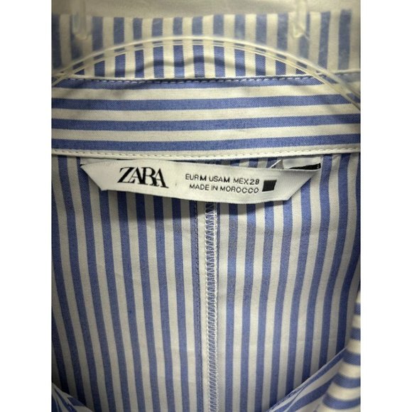 Zara Button-UP‎ Blue & White Stripe Shirt Dress Tunic Size M - Picture 6 of 6